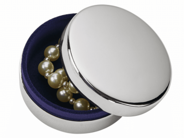 Round Jewelry Box, Nickel Plated 2.25" Dia