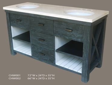 Charcoal with High Light Double Vanity 66''