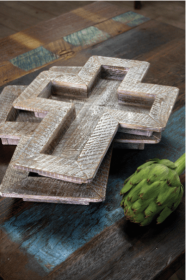 Set Of Two Wooden Cross Trays