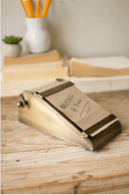 Desk Top Note Roll With Antique Brass Holder