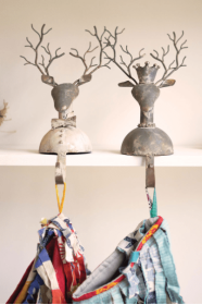 Set Of Two Metal Deer Stocking Holders
