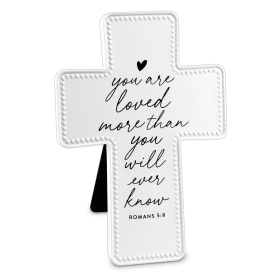 Tabletop Cross You Are Loved White