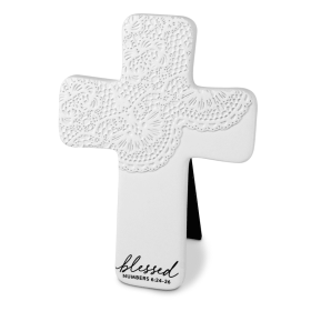 Tabletop Cross Lace Textured Blessed