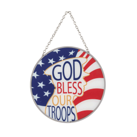 Sun Cat God Bless Our Troops W/Suction Cup