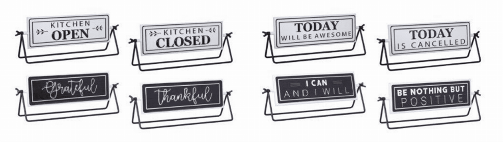 Reversable Sign with Stand (Set of 4) 12.75"L x 4.75"H Iron