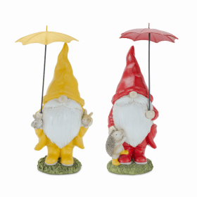 Gnome w/Umbrella (Set of 4) 6.5"H, 8.5"H Resin