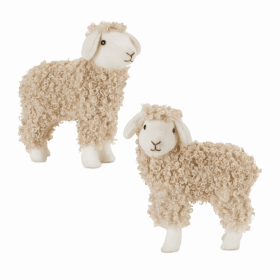 Sheep (Set of 2) 9.5"L x 10.5"H, 9"L x 10.75"H Foam/Fabric