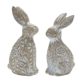 Floral Carved Rabbit Figurine