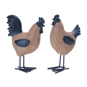 Wicker Hen and Rooster Decor