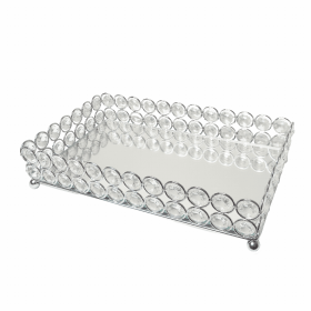 Elegant Designs Elipse Crystal Decorative Mirrored Jewelry or Makeup Vanity Organizer Tray