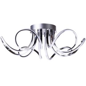 6  Petal Flower Dimmable LED Flush Mount Lamp // Chrome