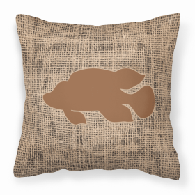 Fish - Tropical Fish Burlap and Brown BB1013 Fabric Decorative Pillow