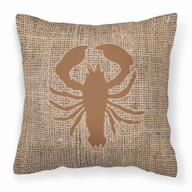 Lobster Burlap and Brown BB1015 Fabric Decorative Pillow