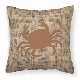 Crab Burlap and Brown BB1024 Fabric Decorative Pillow