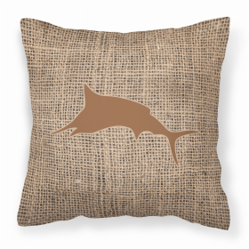 Fish - Marlin Burlap and Brown BB1026 Fabric Decorative Pillow