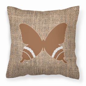 Butterfly Burlap and Brown BB1034 Fabric Decorative Pillow