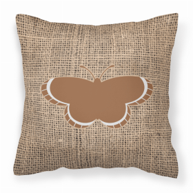 Butterfly Burlap and Brown BB1039 Fabric Decorative Pillow