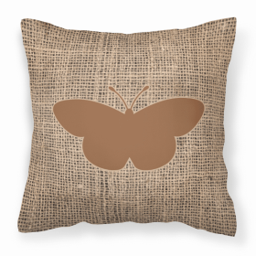 Butterfly Burlap and Brown BB1044 Fabric Decorative Pillow