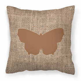 Butterfly Burlap and Brown BB1045 Fabric Decorative Pillow