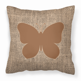 Butterfly Burlap and Brown BB1047 Fabric Decorative Pillow