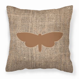 Moth Burlap and Brown BB1059 Fabric Decorative Pillow