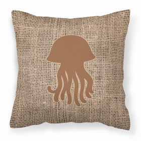 Jellyfish Burlap and Brown BB1091 Fabric Decorative Pillow