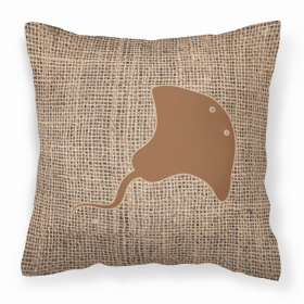 Stingray Burlap and Brown BB1095 Fabric Decorative Pillow