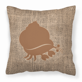 Hermit Crab Burlap and Brown BB1102 Fabric Decorative Pillow
