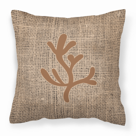 Coral Burlap and Brown BB1103 Fabric Decorative Pillow