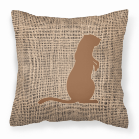 Meerkat Burlap and Brown BB1118 Fabric Decorative Pillow