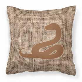 Snake Burlap and Brown BB1124 Fabric Decorative Pillow