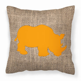 Rhinoceros Burlap and Orange BB1006 Fabric Decorative Pillow