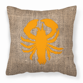 Lobster Burlap and Orange BB1015 Fabric Decorative Pillow