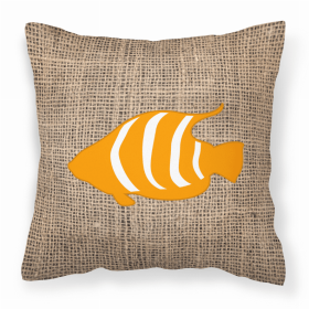 Fish Burlap and Orange BB1020 Fabric Decorative Pillow