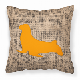 Seal Burlap and Orange BB1027 Fabric Decorative Pillow