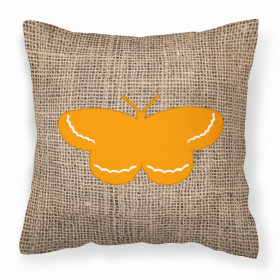 Butterfly Burlap and Orange BB1040 Fabric Decorative Pillow