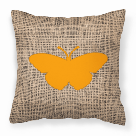 Butterfly Burlap and Orange BB1050 Fabric Decorative Pillow