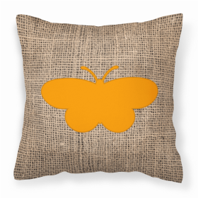 Butterfly Burlap and Orange BB1051 Fabric Decorative Pillow