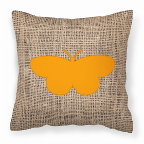 Butterfly Burlap and Orange BB1052 Fabric Decorative Pillow