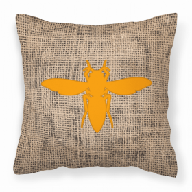 Yellow Jacket Burlap and Orange BB1053 Fabric Decorative Pillow