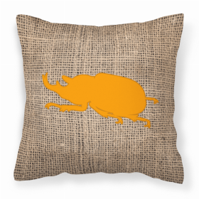 Beetle Burlap and Orange BB1064 Fabric Decorative Pillow