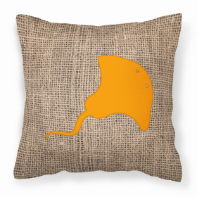 Stingray Burlap and Orange BB1095 Fabric Decorative Pillow