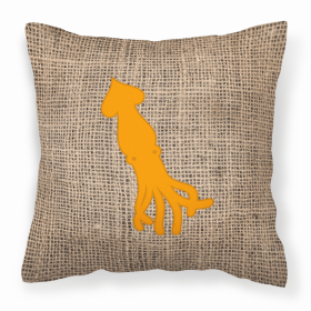 Squid Burlap and Orange BB1096 Fabric Decorative Pillow