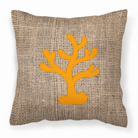 Coral Burlap and Orange BB1101 Fabric Decorative Pillow