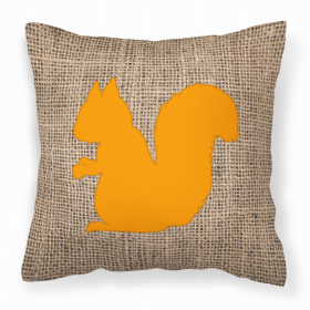 Squirrel Burlap and Orange BB1119 Fabric Decorative Pillow