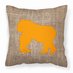Gorilla Burlap and Orange BB1129 Fabric Decorative Pillow
