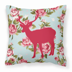 Deer Shabby Chic Blue Roses BB1012 Fabric Decorative Pillow