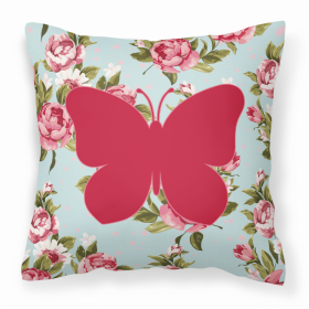 Butterfly Shabby Chic Blue Roses BB1047 Fabric Decorative Pillow