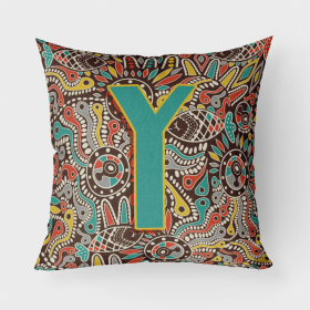 Letter Y Retro Tribal Alphabet Initial Fabric Decorative Pillow