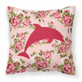 Dolphin Shabby Chic Pink Roses  Fabric Decorative Pillow